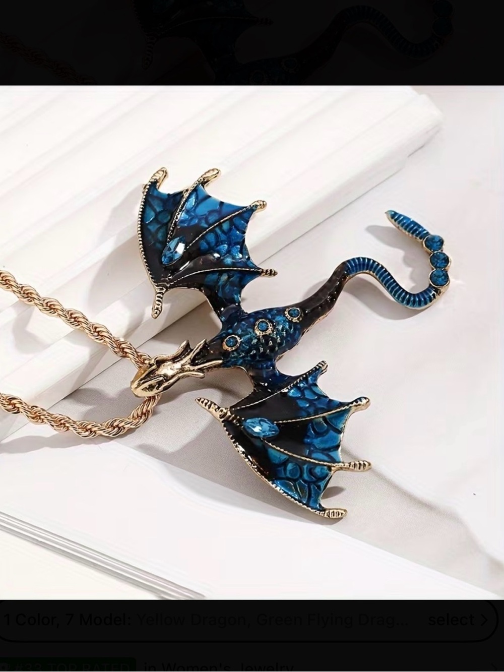 ⭐️ Blue Dragon Pendant Necklace New